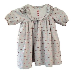 Luli & Me Baby/Toddler Girls' Gray Bib Dress w/ Red Accents - Size 18M